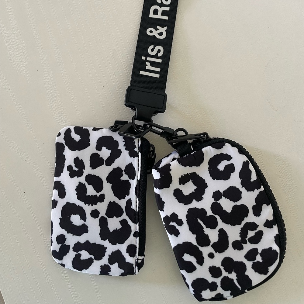 Iris and rainbow leopard wristlet